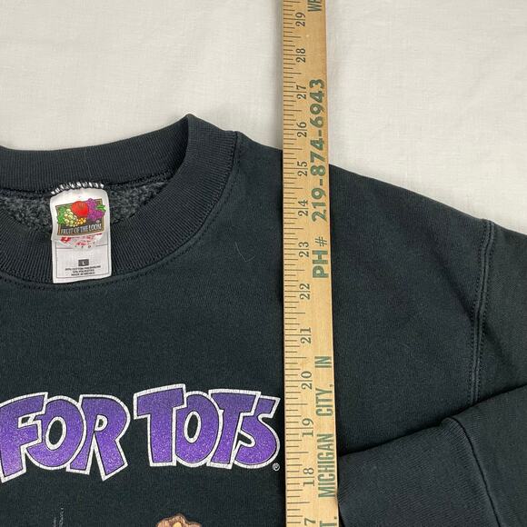 VTG 90s Motorcycle Toys for Tots Chicago Biker Sweatshirt size L Black - Picture 7 of 8